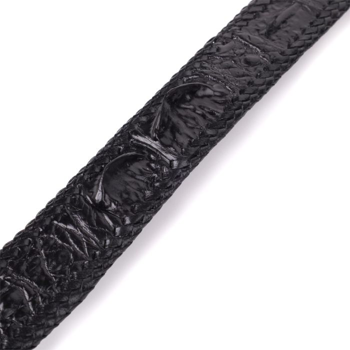 Ремень-автомат CROCODILE LEATHER 18010 из натуральной кожи крокодила Черный