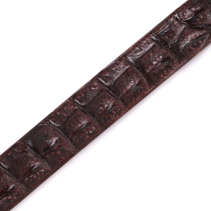 Ремень-автомат CROCODILE LEATHER 18235 из натуральной кожи крокодила (каймана) Коричневый
