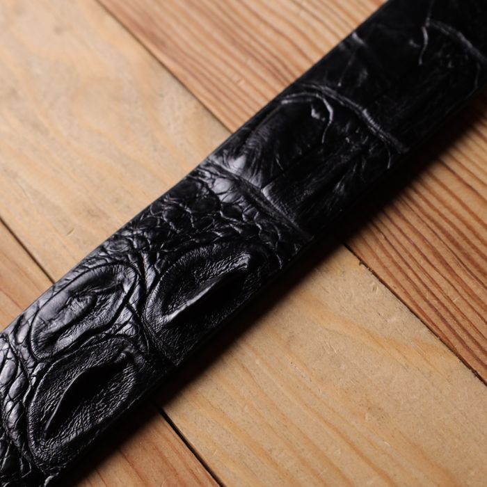Ремень-автомат CROCODILE LEATHER 18239 из натуральной кожи крокодила Черный
