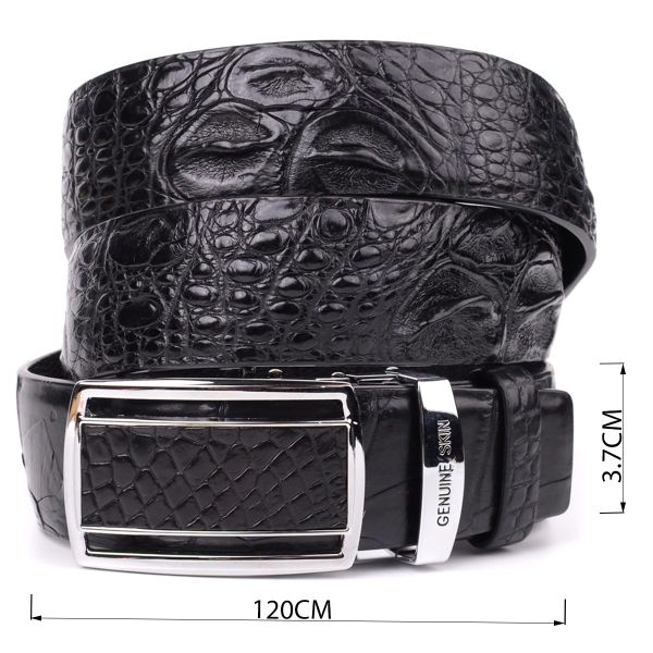 Ремень-автомат CROCODILE LEATHER 18239 из натуральной кожи крокодила Черный