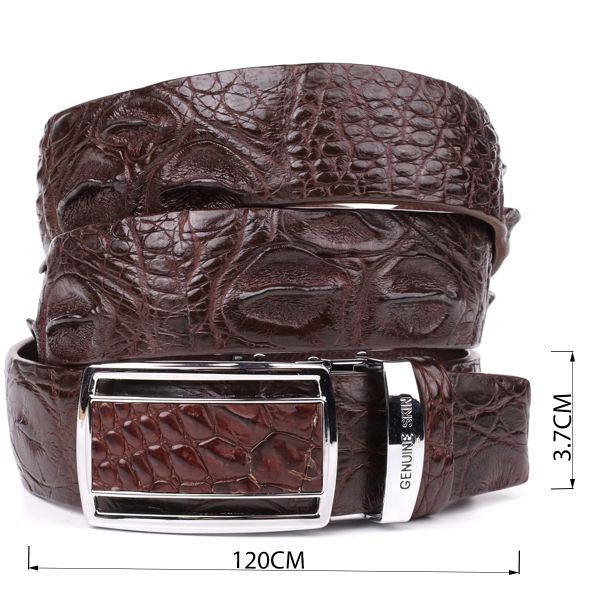 Ремень-автомат CROCODILE LEATHER 18240 из натуральной кожи крокодила Коричневый
