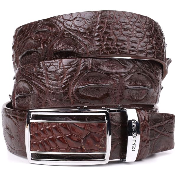 Ремень-автомат CROCODILE LEATHER 18240 из натуральной кожи крокодила Коричневый