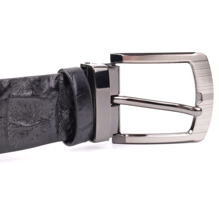 Ремень мужской CROCODILE LEATHER 18008 из натуральной кожи крокодила Черный