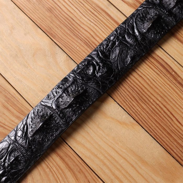 Ремень мужской CROCODILE LEATHER 18008 из натуральной кожи крокодила Черный