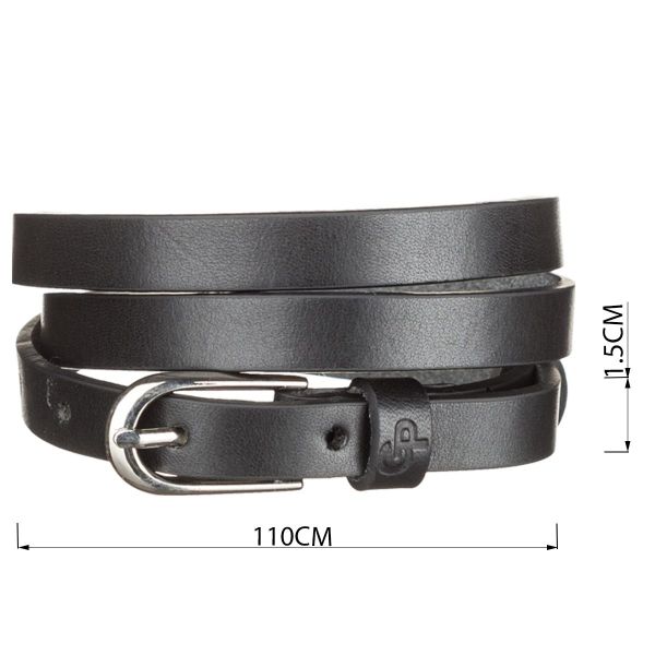 Ремень женский Grande Pelle 11072 тонкий Черный