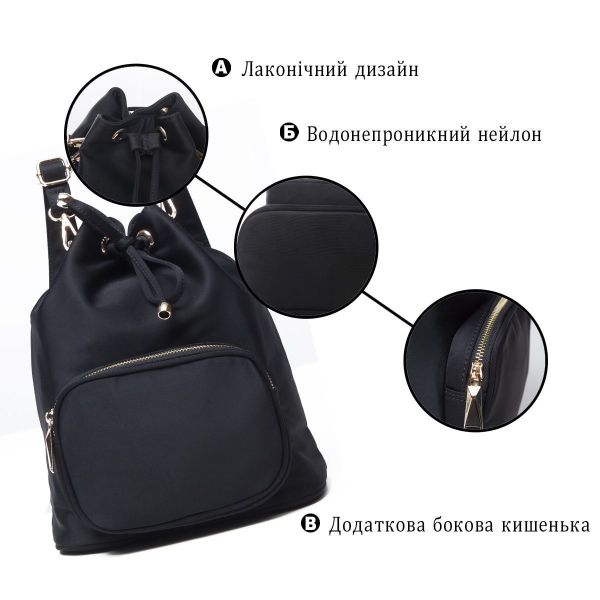 Рюкзак женский нейлоновый Vintage 14871 Черный