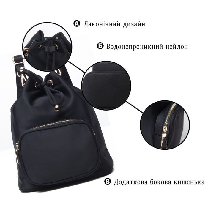 Рюкзак женский нейлоновый Vintage 14871 Черный