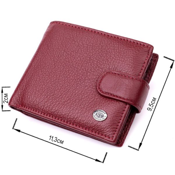 Стильное женское портмоне с блоком для карт из натуральной кожи ST Leather 19472 Бордовый