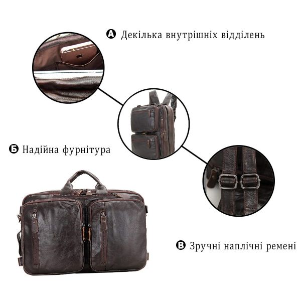 Сумка мужская Vintage 14106 трансформер Коричневая