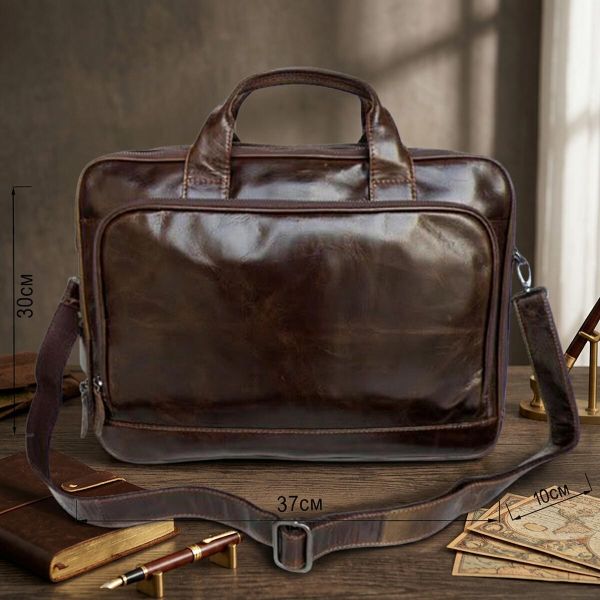 Кожаная сумка для ноутбука работы поездок и документов Vintage 14152 Коричневая