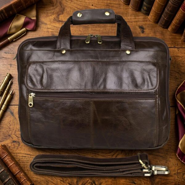 Кожаная сумка для ноутбука работы и документов Vintage 14247 Коричневая