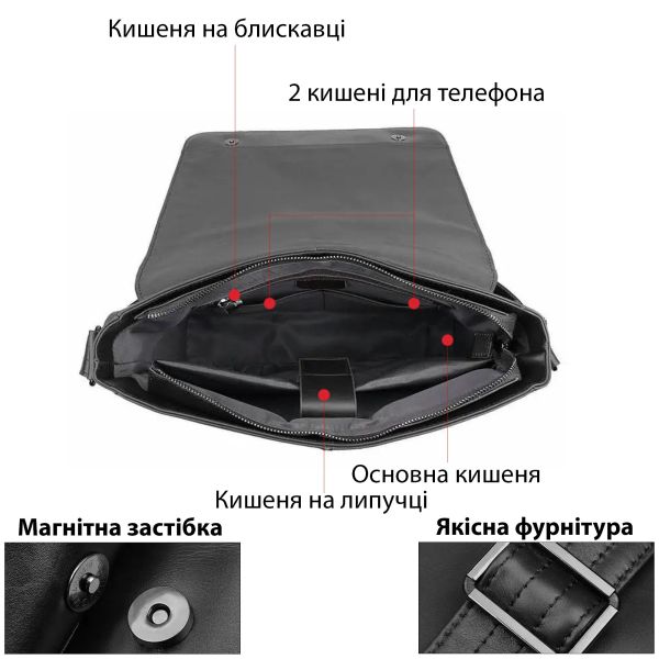Сумка мужская Vintage 20435 Черная