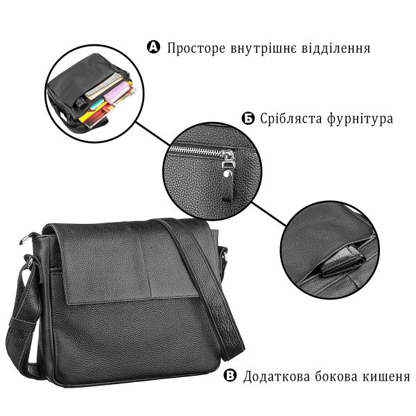 Сумка SHVIGEL 11131 кожаная Черная