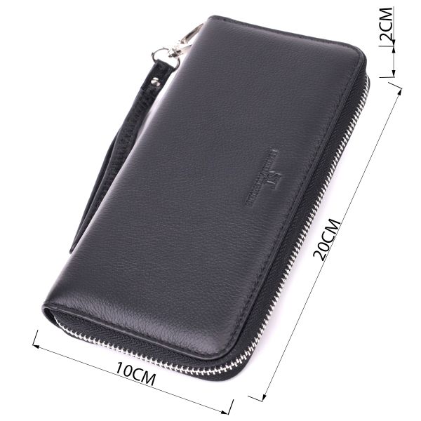 Универсальный кошелек-клатч на одно отделение из натуральной кожи ST Leather 22559 Черный