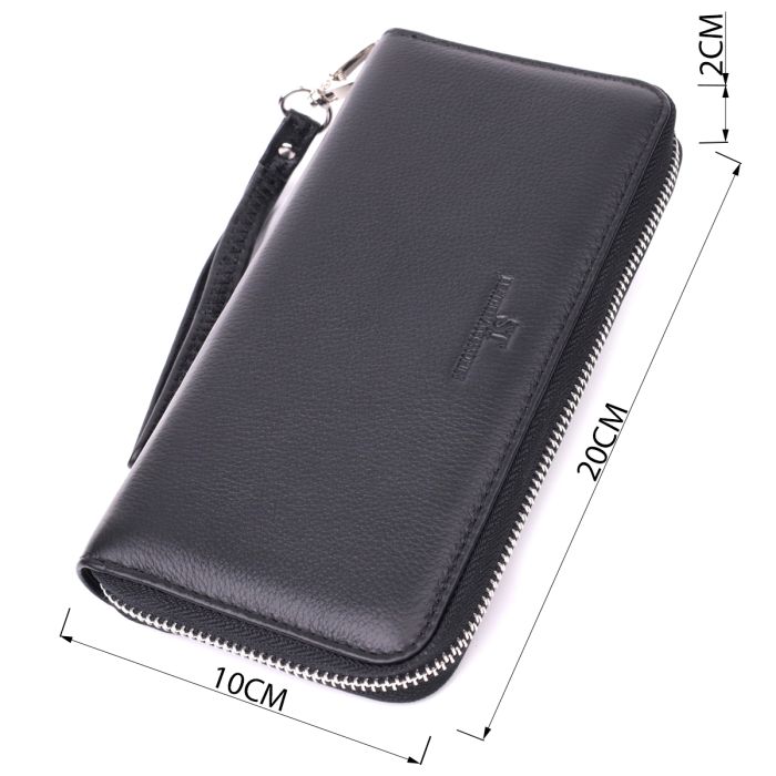 Универсальный кошелек-клатч на одно отделение из натуральной кожи ST Leather 22559 Черный