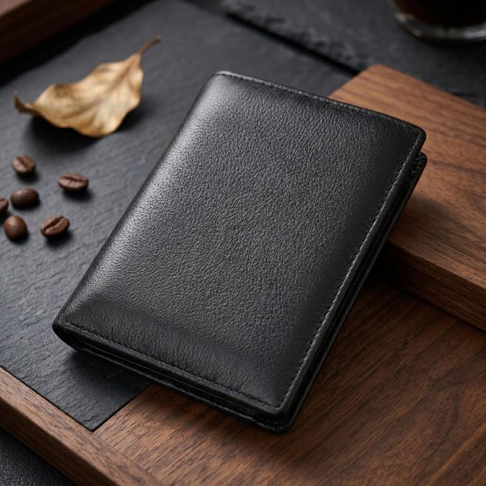 Мужское кожаное портмоне для карт купюр и монет ST Leather 22733 Черное