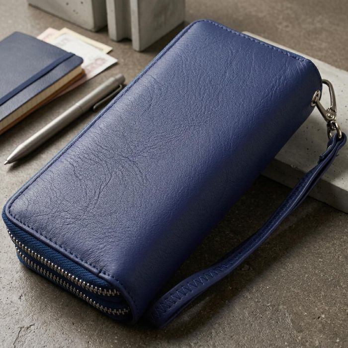 Жіночий гаманець клатч з натуральної шкіри для карток та купюр ST Leather 19431 Синій