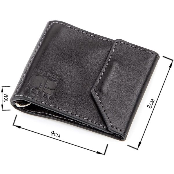 Зажим для денег из итальянской кожи GRANDE PELLE 11149 Черный