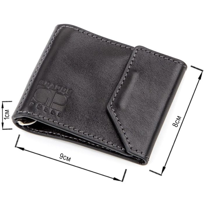 Зажим для денег из итальянской кожи GRANDE PELLE 11149 Черный