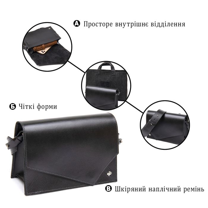 Женская стильная сумка из натуральной кожи GRANDE PELLE 11434 Черный