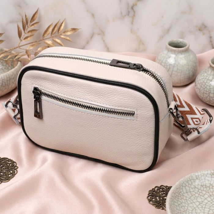 Женская сумка через плечо на одно отделение из натуральной кожи Vintage 22383 Белая