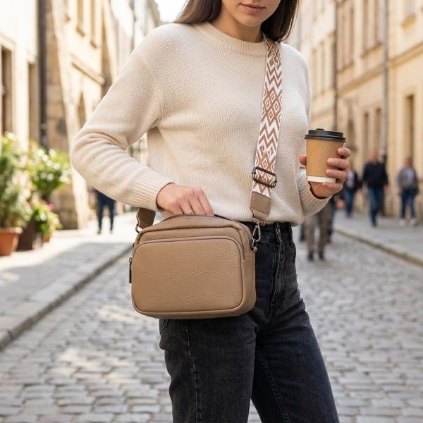 Жіноча сумка крос-боді з натуральної шкіри Vintage 22293 Бежева