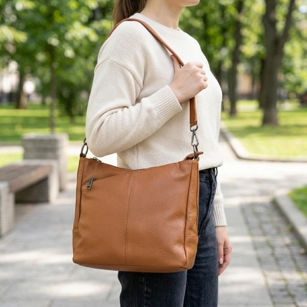 Женская сумка на два отделения из натуральной кожи Vintage 23012 Коричневый