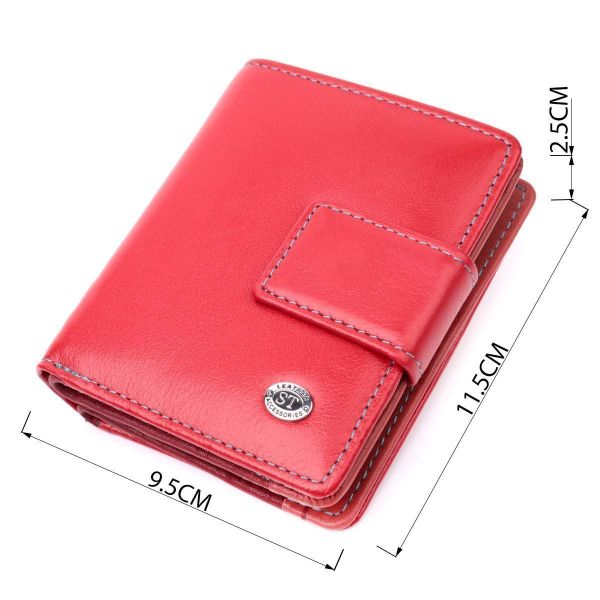 Женский вертикальный компактный кошелек из натуральной кожи ST Leather 19437 Красный