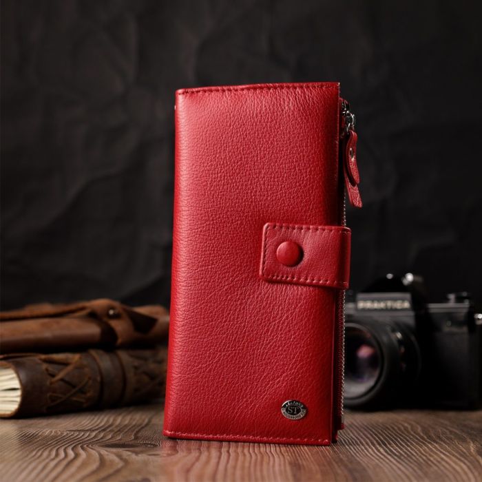 Женский вертикальный кошелек-клатч из натуральной кожи ST Leather 22536 Красный