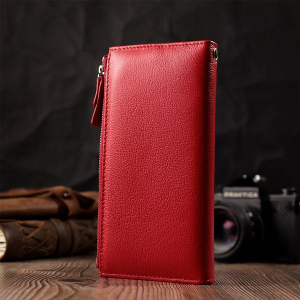 Женский вертикальный кошелек-клатч из натуральной кожи ST Leather 22536 Красный