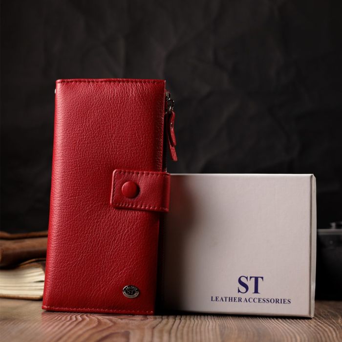 Женский вертикальный кошелек-клатч из натуральной кожи ST Leather 22536 Красный